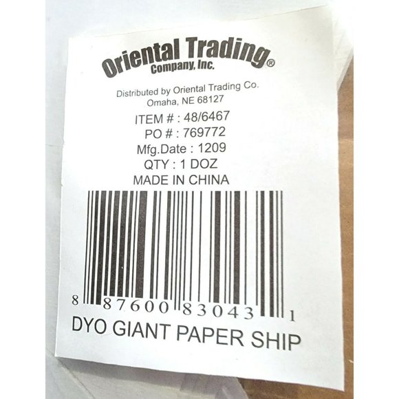 12 GIANT PAPER SHIP CRAFT KITS art classroom home school pirate boat party favor - Picture 3 of 3